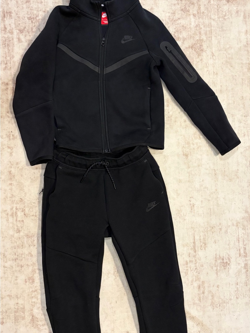 Nike Kids Black Hooded Tech-Style Jacket & Joggers Set
